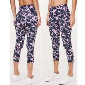 Lululemon Wunder Under Graffiti Pop Antoinette Crop Leggings Size 4